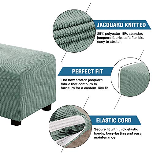 Image of H.VERSAILTEX Ottoman and Sofa Seat Cushion Combined Cover Slipcover Rectangle Sofa Slipcover Fit Length 56 inch-75 inch Suitable for L Shaped Seat Cushion Cover or Chaise Part Cover Stretch Thick Soft - Sage