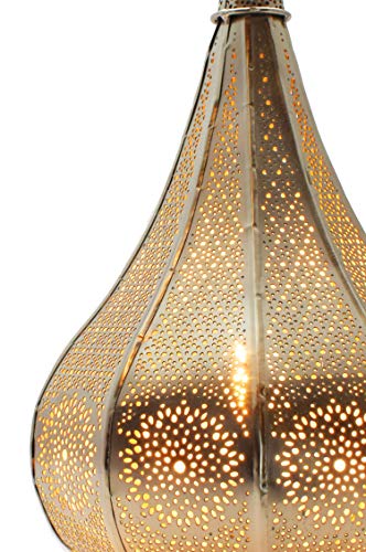 2er Set Orientalische kleine Tischlampe Lampe Kais 38cm Silber E14 | Marokkanische Tischlampen klein aus Metall… – Bild 7