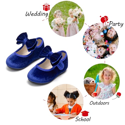 Image of PHIRAMIN Toddler Flower Girl Glitter Dress Shoes Little Girl Ballet Flats Bow Wedding Party