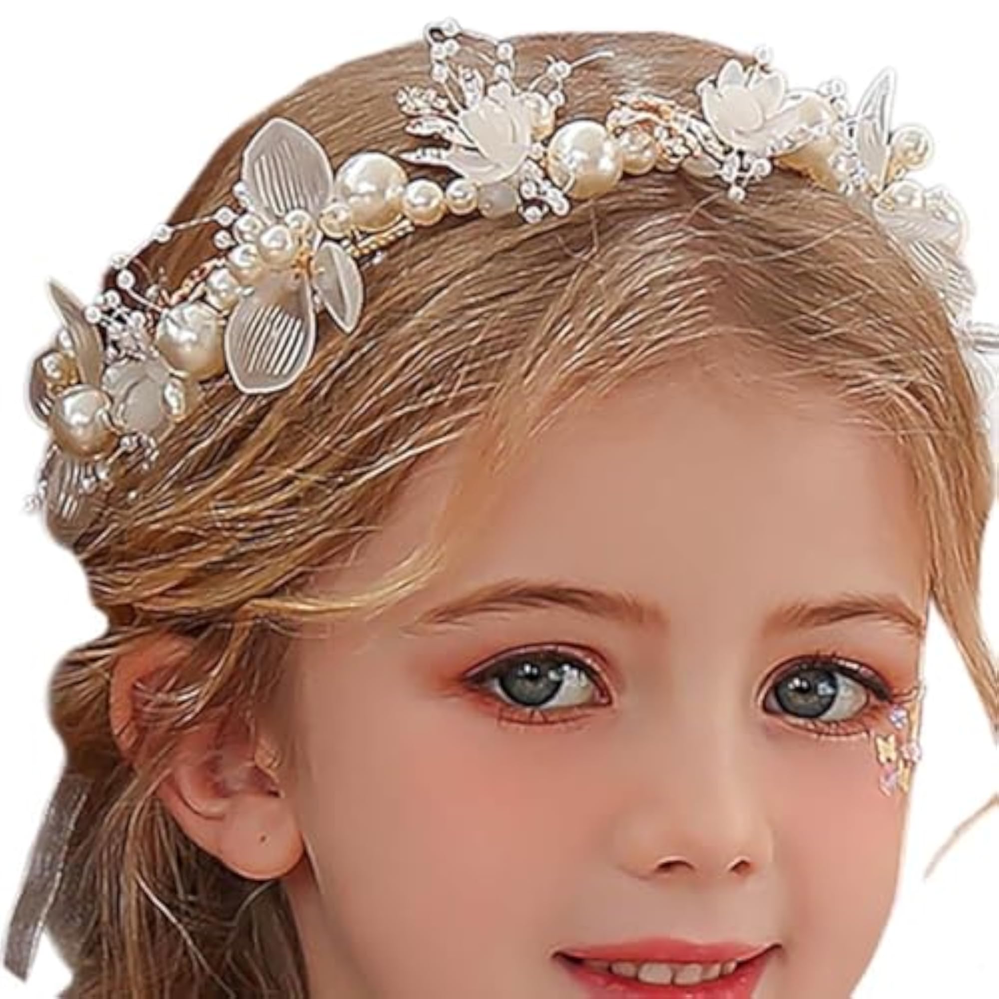 Princess Flower Crystal Headpiece with Pearl Flower Tiara