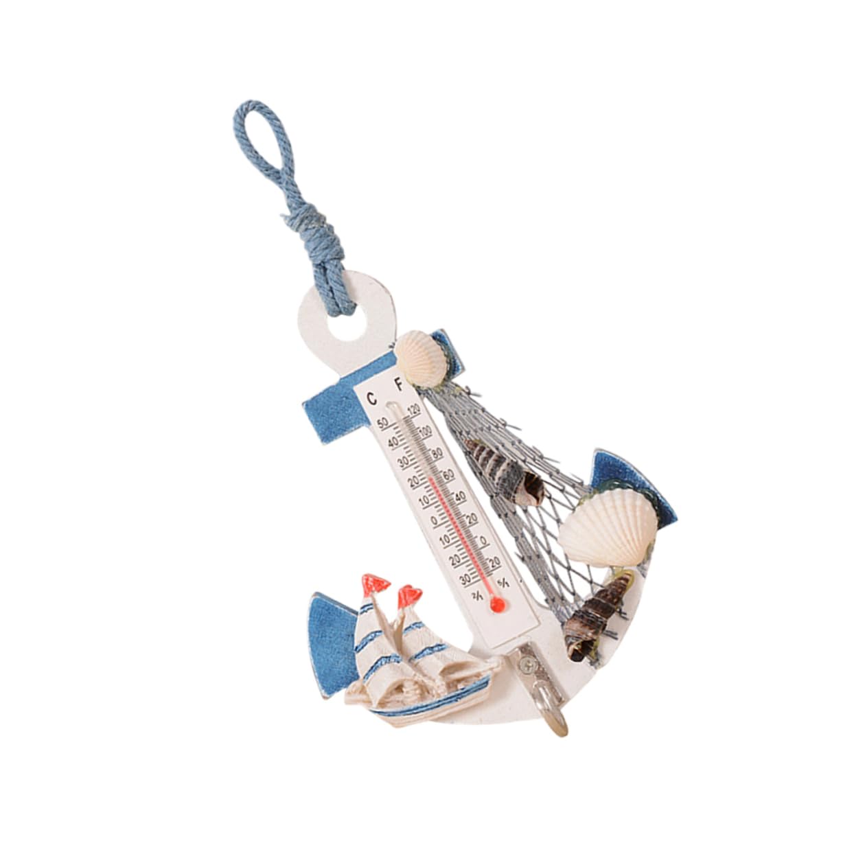 Cabilock Hanging Ornaments Anchor Wall Hooks with Mini Thermometer Nautical Decor for Home and Beach Style for Indoor Outdoor Decoration and Photography Background