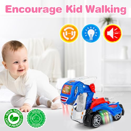 Image of Zest 4 Toyz 2 in 1 Deformation Car for Kids with Light and Sound Effects | Dino Deformed Battery Operated Car Toy Transformers Toys 360 Rotating | Suitable for 3+ Years Boys and Girls- Blue