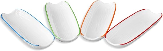 Cinf Ceramic Corn Cob Holders Set of 4, 8.8 Colorful Serving Dishes