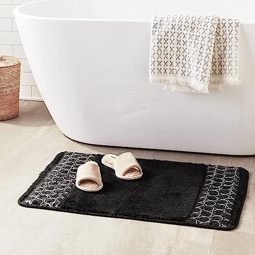 Zahari Home Sinatra Black Bathroom Rug Classic Luxury Bath Rug