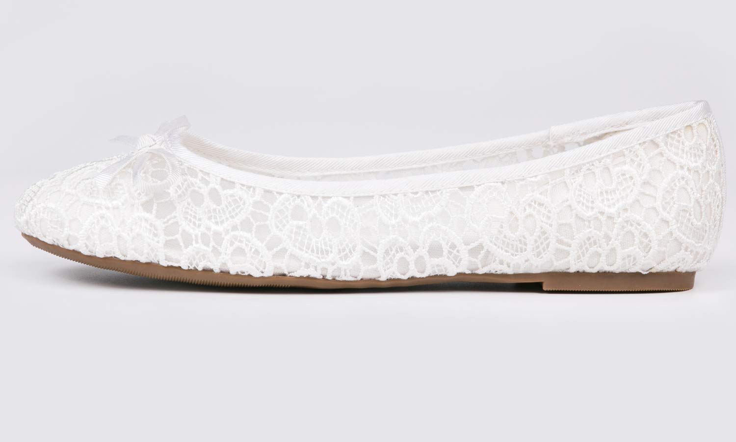 Feversole Ballerinas für Damen, Flacher Absatz, Spitzenstoff