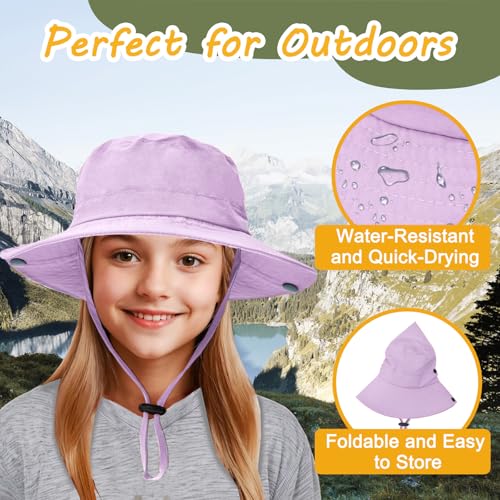 Image of Outdoor Kids Sun Hat UPF 50+ Quick Dry Foldable Bucket Hat Lightweight Adjustable Fishing Safari Hat for Girls and Boys