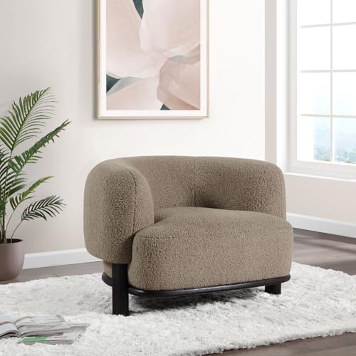 Sillón elegante tapizado color champiñón miniatura 2