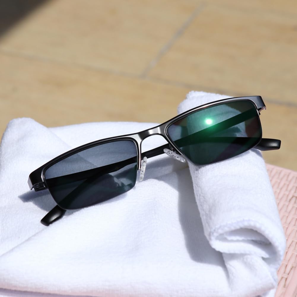 JIETIAN Gafas de Lectura fotocromáticas para Hombre, HD Asféricas Lentes de resina/UV400 Gafas de Sol Marco de Metal,Negro,+0.5