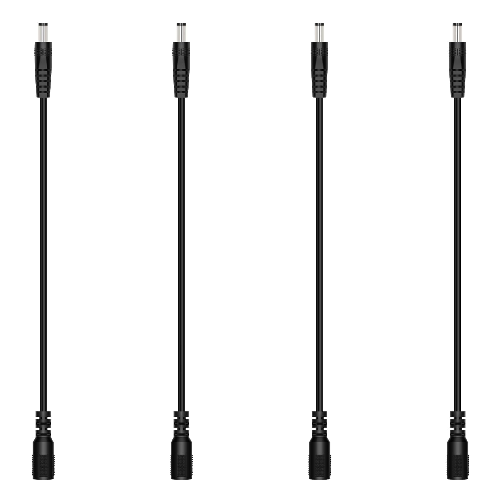 Fancasee DC Power Extension Cable, 5.5mm x 2.5mm Extension Cord, 4-Pack 1FT Male to Female Plug Jack Power Supply Adapter Cable for CCTV Surveillance