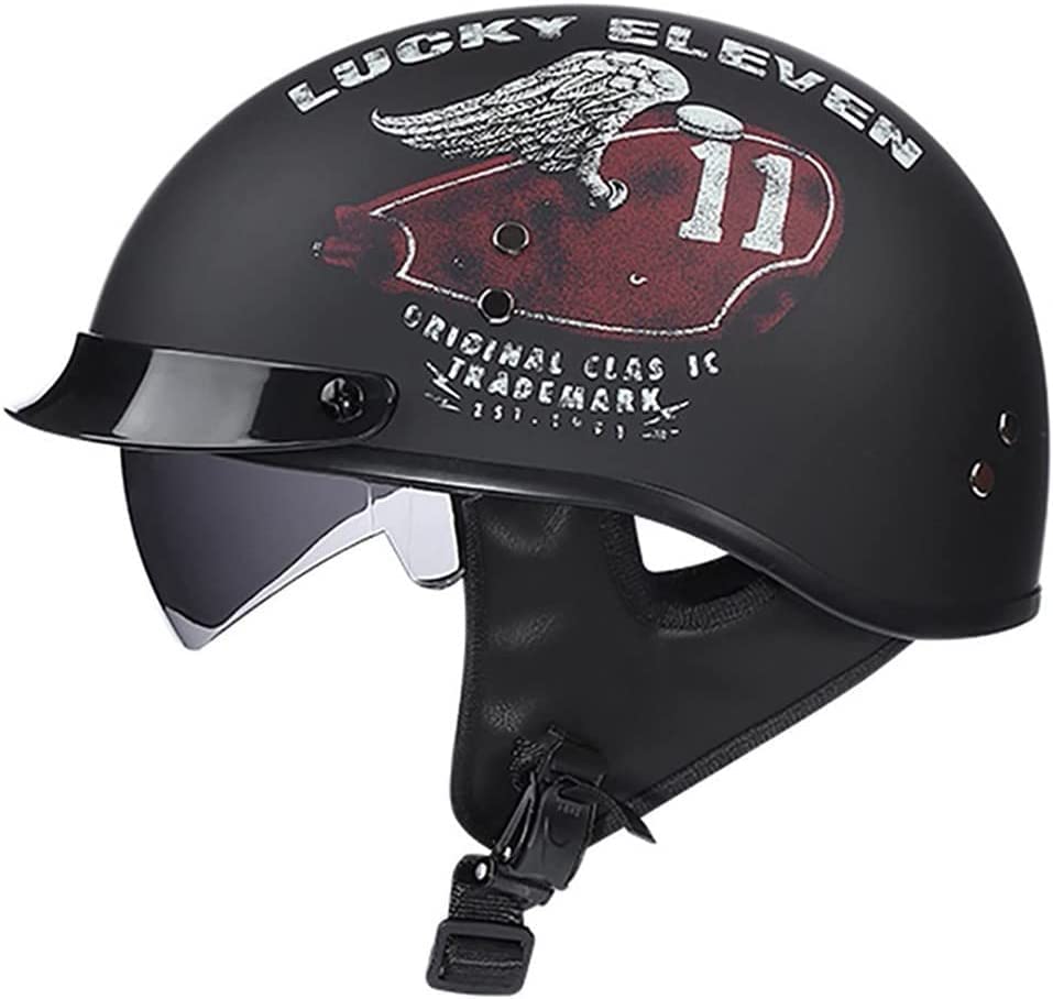 Casque Jet Rétro avec Pare-Soleil Rétractable et Calotte Vintage 7