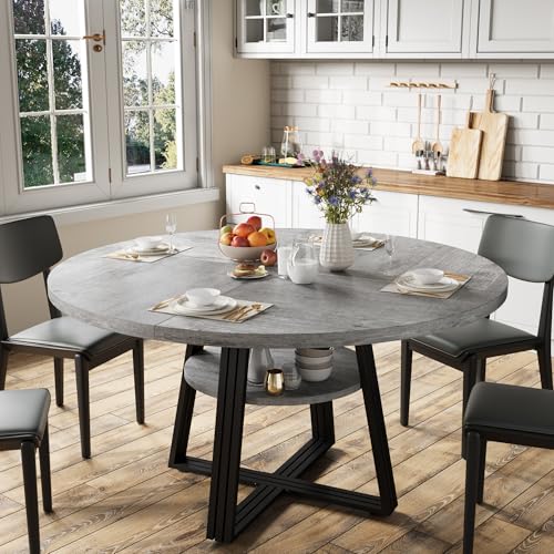 GarveeHome Round Dining Table for 4-6, 47.2