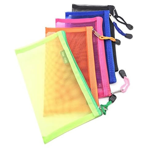 Outman Pack of 5 pcs Multipurpose Nylon Mesh Cosmetic Bag Makeup Travel Cases Pencil Case Travel Organizers Cover