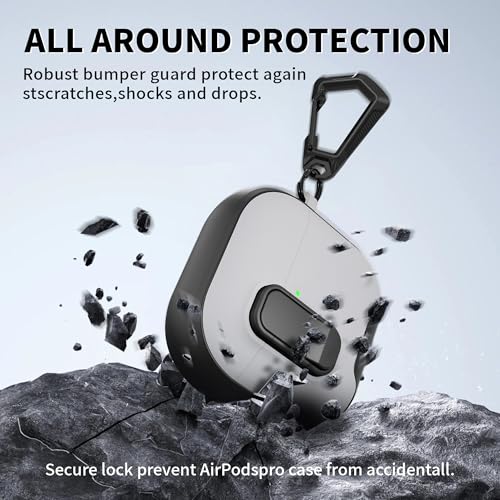 Image of for AirPods 4 Case with Lock,TPU Leather Texture Protective Durability Anti-Lost & Shockproof Protective Cover Accessories with Cleaning Kit in Keychain for Apple iPod 4 Generation (Black /Grey)