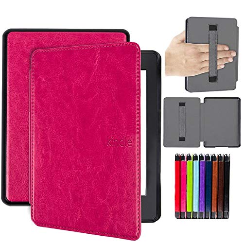 Leder-Cover-Etui für Amazon Kindle Paperwhite 4 für Paperwhite4 (2018) E-Book-Reader Flip Case mit Handhalter, kp4 stfm Rose