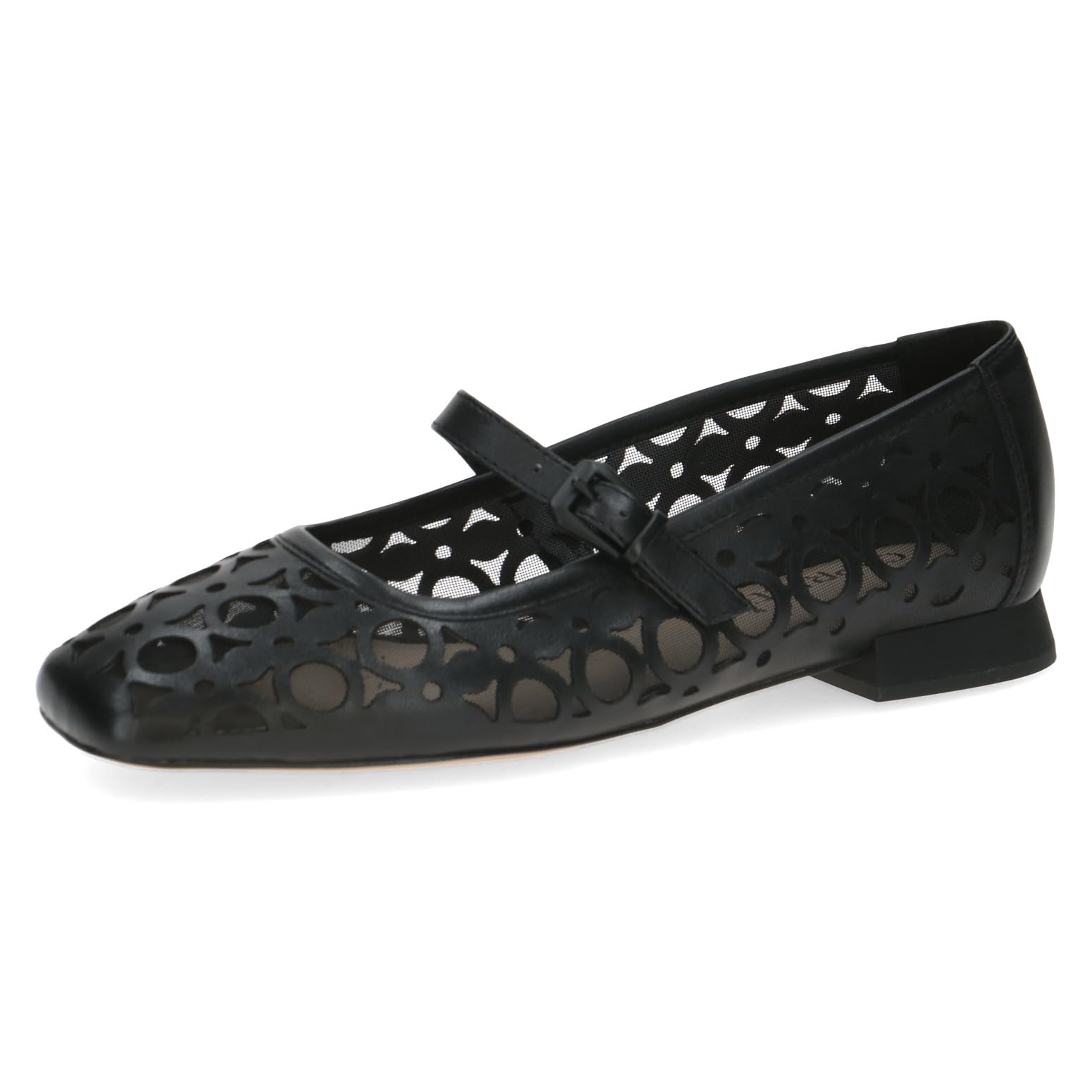 CAPRICE Women's Ballet Flats in Leather, Black (Black Comb), 3.5 UK