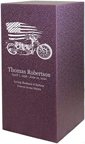 Motorcycle Personalized Cremation Urns for Human Ashes | Metal Funeral Urn for Adult Men and Women | Custom Engraved | Made in USA by Amaranthine Urn Company | Color Options Available