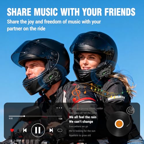 Image of EDYELL A1 Motorcycle Bluetooth Headsets,Smart LED Display Motorcycle Helmet Speakers,Group Communication System On Ear Headphones,HD Calling and HiFi Music,Waterproof & Dustproof Helmet Headset