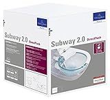 Villeroy & Boch Subway 2.0 DirectFlush Set bestehend aus Wand-Tiefspül-WC, spülrandlos, weiß Ceramicplus (5614R0R1) u. Slimseat WC-Sitz (9M78S101), 5614R2R1