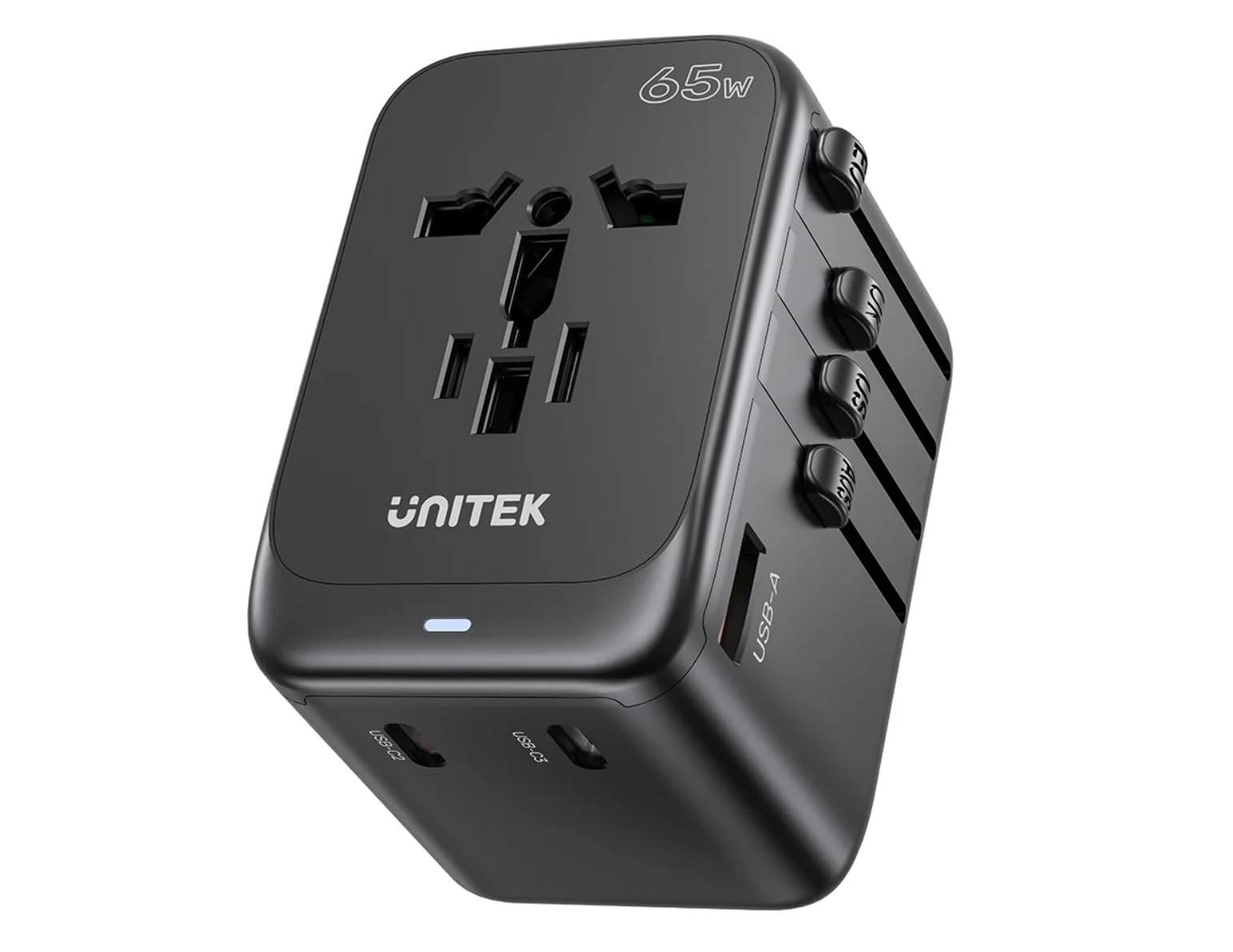 Unitek Universal Charger Adapter with Type C 65W Laptop/MacBook Mobile Charging, 4 in 1 International Travel Adapter, 1 USB 2 USB-C W/3.1A Max, 10 Years Warranty, Worldwide Travel Adapter, Black-image-30