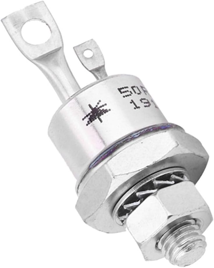Silicon Controlled Rectifier SCR 50A 1200V Screw Type Thyristor for Motor Control Power Regulation Phase Control Converter Lighting Circuit(Silver)