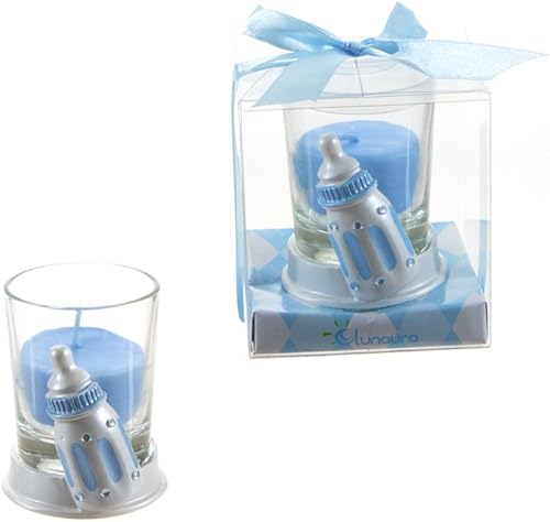 Lunaura Baby Keepsake - Juego de 12 velas votivas de cristal para niños, color azul