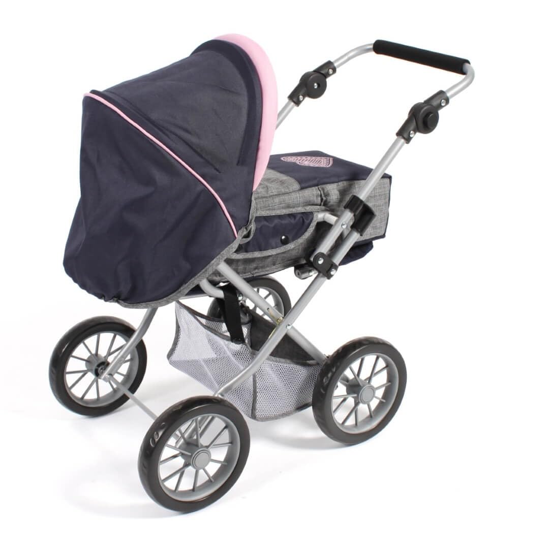 Bayer Chic 2000 - Passeggino per bambole Leni, passeggino combinato 2 in 1 con custodia rimovibile, grigio melange, rosa