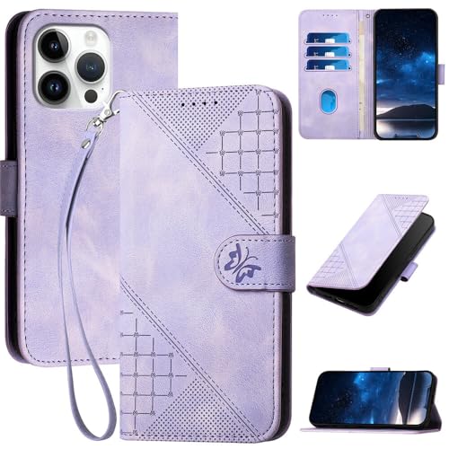 Étui iPhone 13 Mini violet en cuir rétro avec clapet de protection