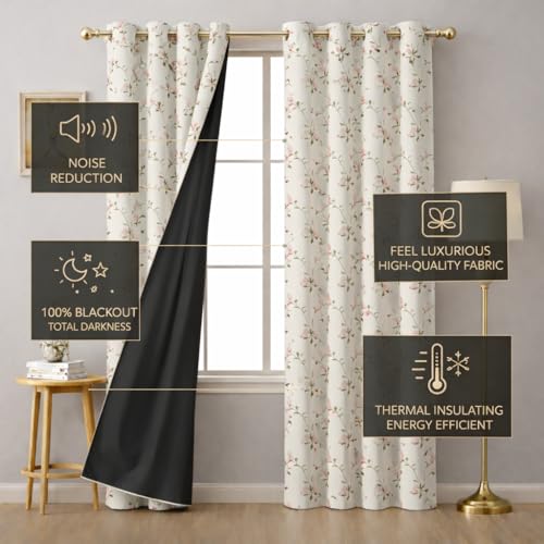 Image of STITCHNEST 'Whispering Gardens Series' Premium Heavy Polyester 100% Blackout Curtains 7 Feet Long Set of 2 | Door Curtain 7 Feet x 4 Feet | Perfect for Home Decor