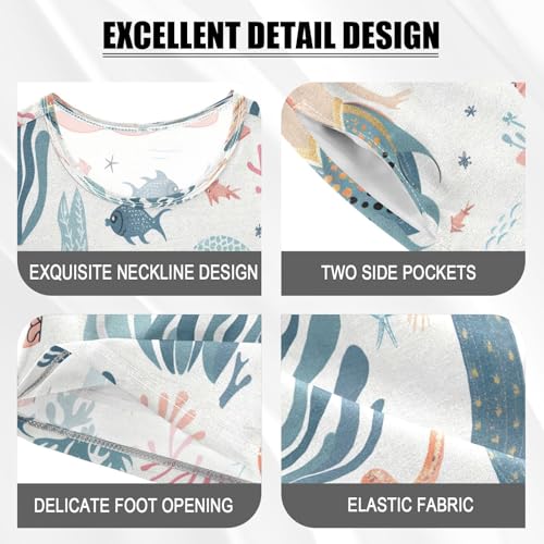 senya Short Sleeve Pajamas Sets Summer Cotton Sleepwear Cute Sea Princess Mermaid4