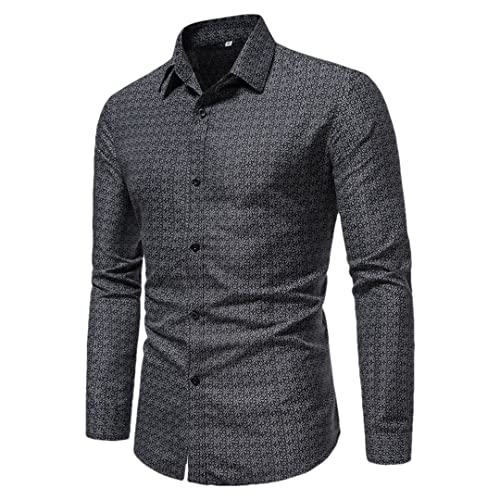 Chemise à imprimé floral pour homme coupe droite vintage couleur grise M