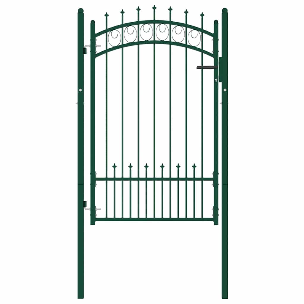 Cancello di recinzione in acciaio verde 104 x 117 cm con punte