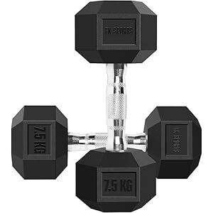 FK Sports Dumbbells (Set of 2), Weight Dumbbells Set 2.5Kg, 5kg, 7.5kg, 10kg, 12.5kg, 15kg, 20Kg In Pair – Hex Dumbbells Set for Women & Men – Gym Equipment for Home – Weights Set