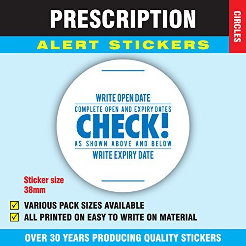 1,000 Prescription Alert Stickers - Supplied on a roll (Blue Check) โ image 1