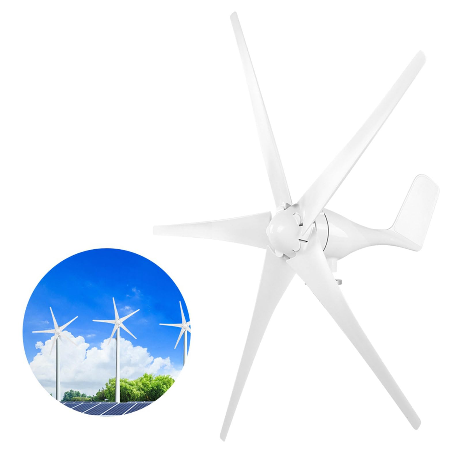 Turbinas Eólicas Generador De Molino De Viento Pequeño De 5 Palas 800W Alternador De Rotor De Imán Permanente De Alta Eficiencia Y Baja Vibración para Barcos Cabinas Terrazas (48V)