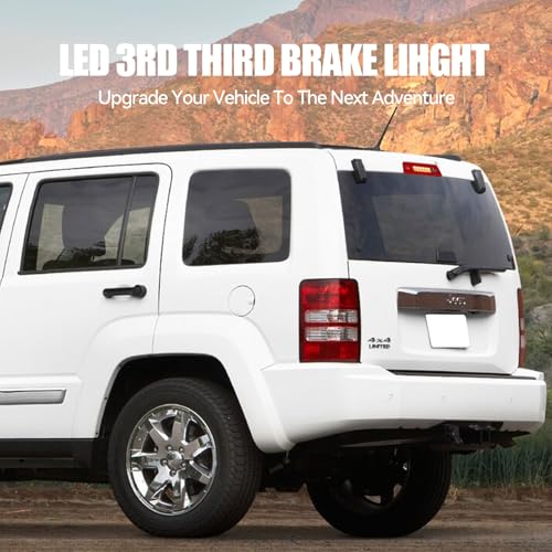 Image of Third 3rd Brake Light LED for 2008-2012 Jeep Liberty, High Mount Rear Brake Lights Assembly for 08-12 Liberty, Waterproof Center Cab Lamp Stop Light (Red)