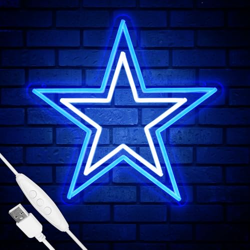 Football Team Neon Sign, Cool Light Up Dimmable Dallas Logo Hanging Led Neon Sign for Wall Decor, Party, Bar, Man Cave, Garage, Game Room Deco, Birthday Gift for Football Fans (B-Cowboy)