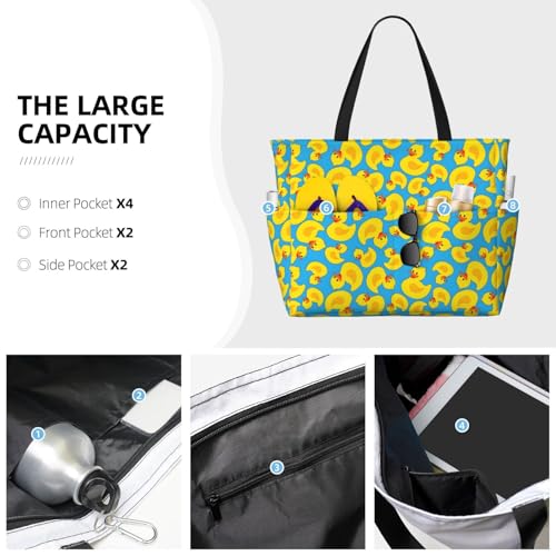 Women's Large Beach Bag Waterproof Travel Tote Bag with Pocket Sandproof Foldable Weekender Bags for Pool Vacation3
