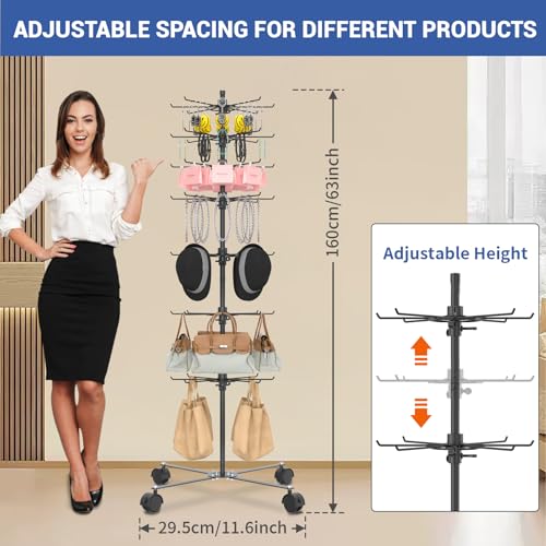 Image of Retail Display Stand 7 Layer - Alloy Steel Jewelry Display for Vendors - 360Rotating Display Stand for Jewelry, Key Chain, Cotton Candy