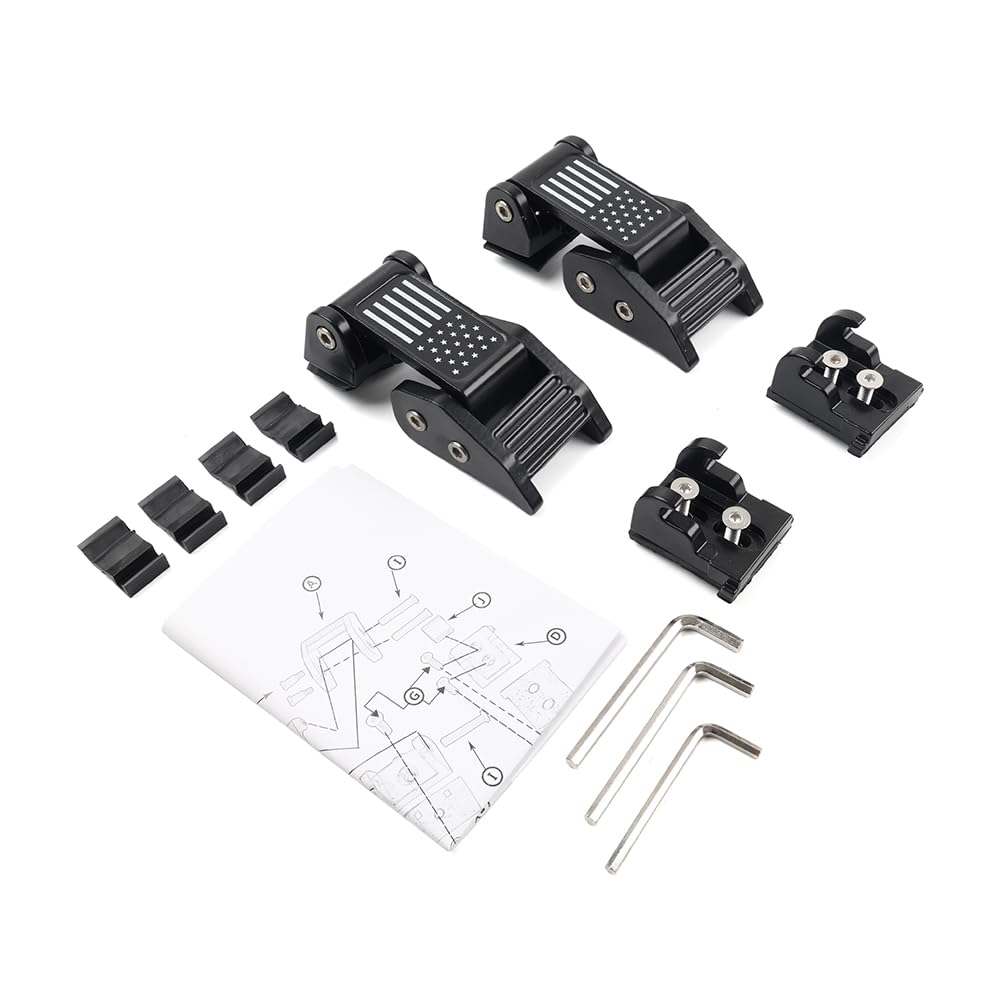 Cerradura Capó Negro Acero Pestillos De Bloqueo Para Capó De Jeep Wrangler JK/JKU 2007-2018 | Par Negro | Acero | Seguridad Extra Cierre Capó Negro