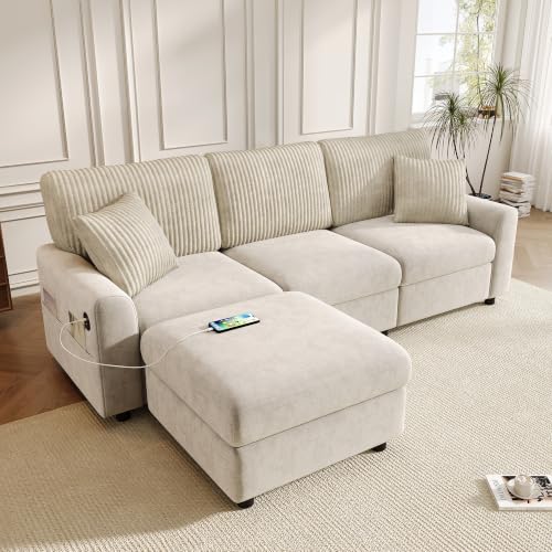 Image of BTM L-Shaped Corner Sofa 3 Seater Beige