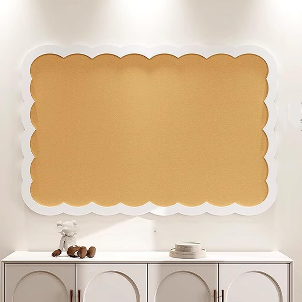 Felt Pin Board Decorative Corkboard Alternative,Foldable Felt Bulletin Board with 30 Pushpins,Self-Adhesive Vision Boards for Photo Memo DIY (Yellow,80x60cm)