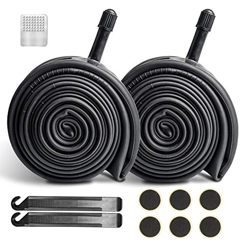 prowithlin 26 Inch Bike Tube with 2 Thicken Tire Levers, 6 Glue-Free Patches, 1 Rubbing Sheet, Bike Inner Tube Apply to 26x1.75/1.95/2.10/2.125 for 47/54/-559 Schrader Valve A/V 33MM (26 Inch-1)