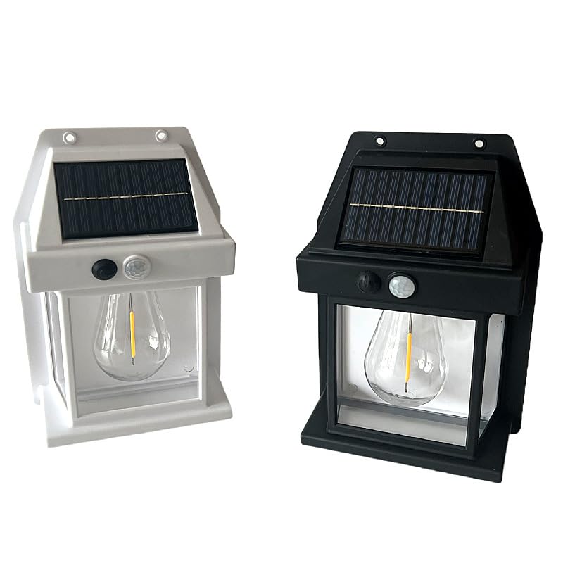 Rheme Solar Fence Lights, Outdoor Wall Lights Waterproof Retro LED Wall Lights for Garden Fence Patio Decking Gate Yard Decoration (Single Black)