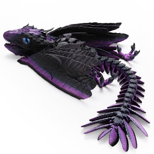 Guwewu Feathered Wyvern Dragon, 3D Printed Dragon, Articulated Dragon, Fidget Dragon, 3D Printed Toys, Desktop Pet (Noctyra)