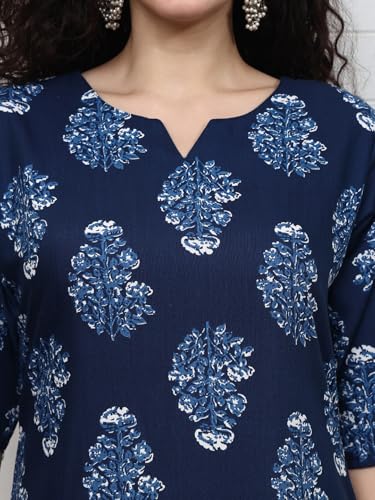 Image of Pinkmint Women Short Kurti | Cotton Blend Printed Tunic Top | Trendy Casual Top | Casual & Office Wear Ethnic Top for Jeans