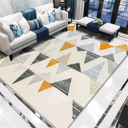 Tapis salon anti-glisse jaune et gris grand format 180x250cm - 2