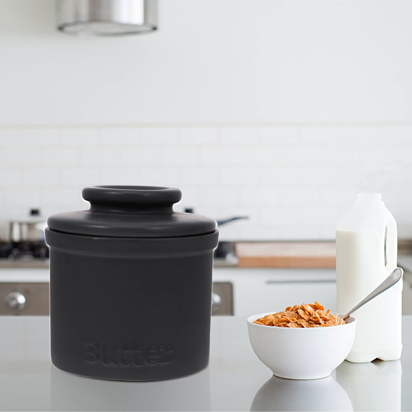 Alipis 1pezzi Porta Burro in Ceramica Barattolo Per Conservazione Cibo Da Cucina Contenitore Ceramico Per Burro e Formaggio