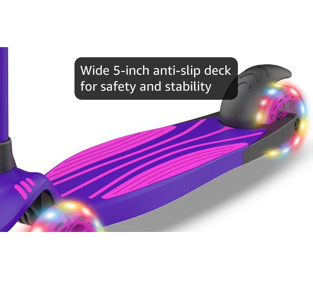 Gotrax KS3 Kids Kick Scooter, LED Lighted Wheels, Adjustable Height Handlebars and Removable Seat, Lean-to-Steer & Widen Anti-Slip Deck, 3 Wheel Scooter for Kids Ages 2-8 and up to 110 Lbs