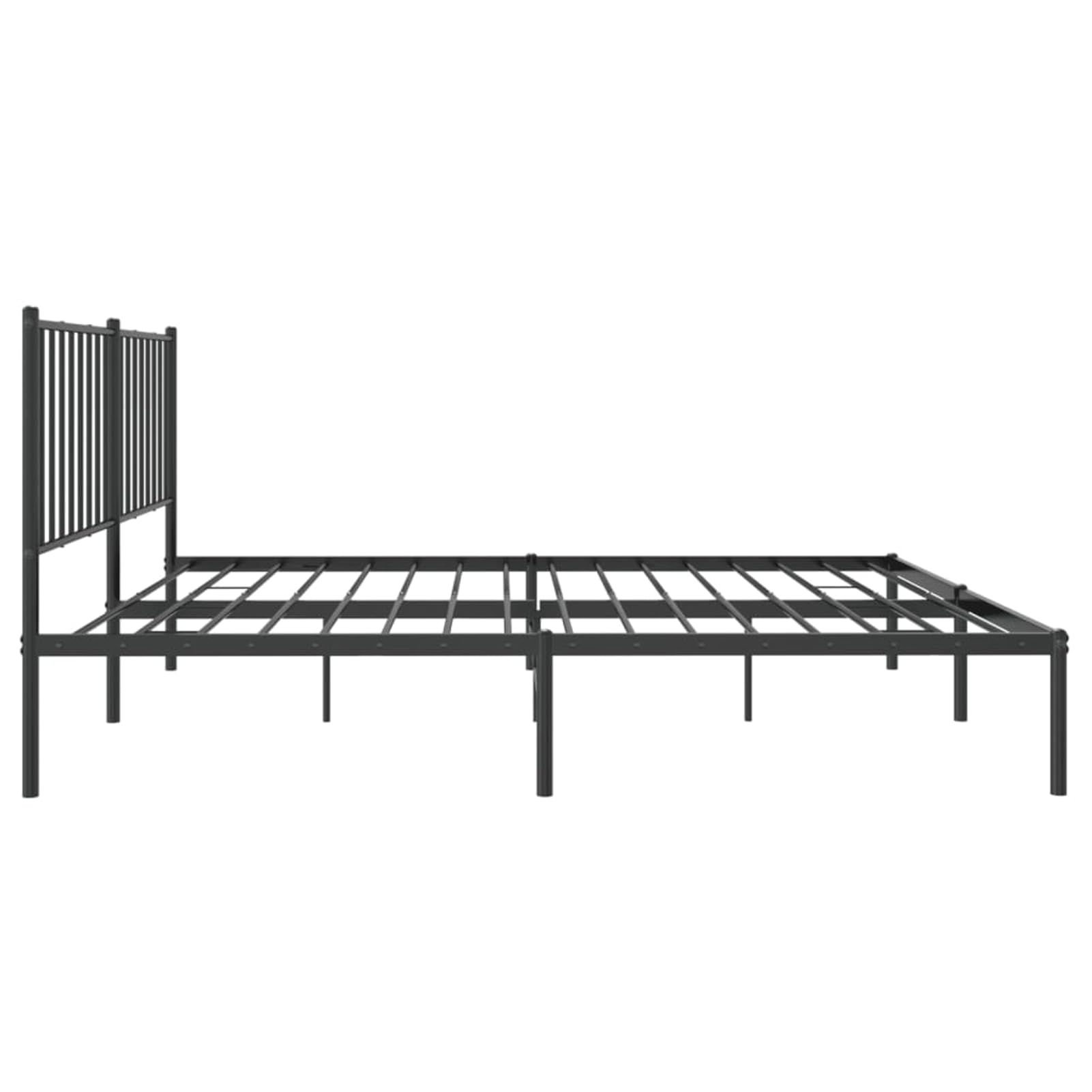 WGYHOME Rama łóżka z zagłówkiem 140 x 190 cm, czarna stal, wytrzymałe metalowe łóżko dla dorosłych, do sypialni