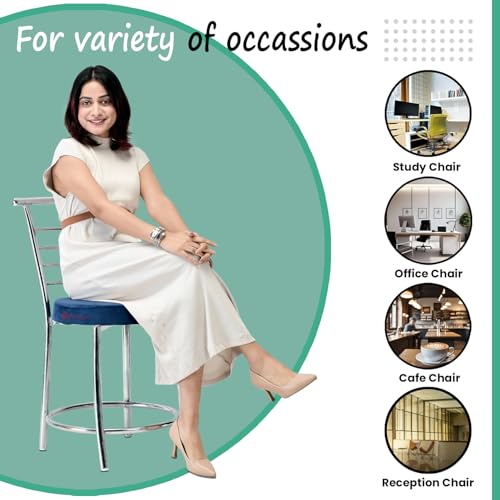 Image of Goyal steel & furniture Chairs for Dining Table, Steel Chair, Dining Chair with Comfortable Cushion (6, Blue, Standard)